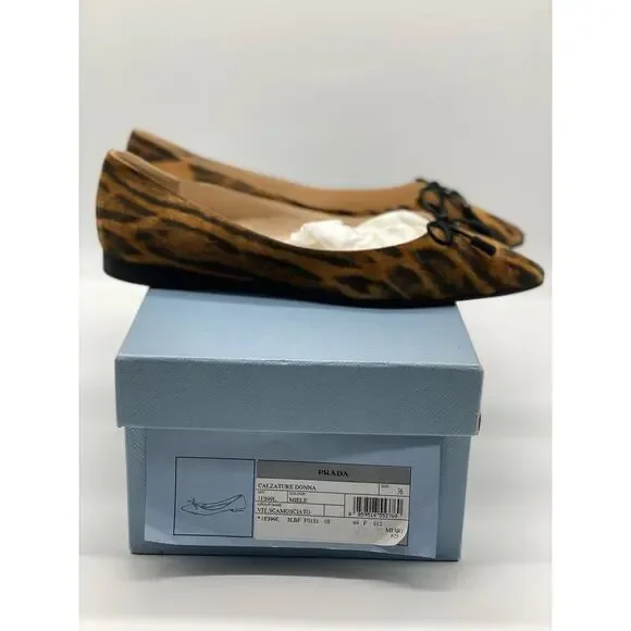 Prada Leopard-Print Calf Hair Ballet Flats sz. 36 eu - Picture 4 of 10